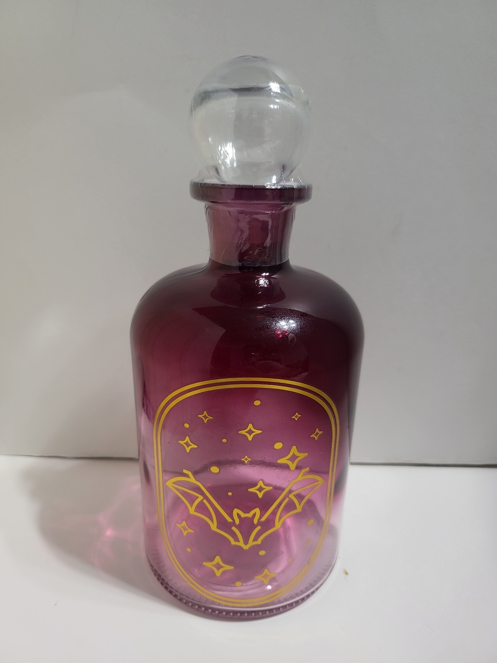 Purple Glass Decorative Apothecary Bottle with Gold Accents
